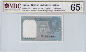 India, 1 Rupee, 1940, ... 