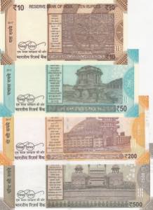 India, 10-50-200-500 Rupees, 2017, UNC, ... 