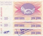 Bosnia Herzegovina, 10 Dinara, 1992, UNC, ... 