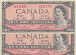 Canada, 2 Dollars, 1954, FINE, p76d, (Total ... 