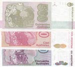 Argentina, 50 Australes, 100 Australes and ... 