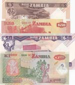 Zambia, 4 Pieces UNC Banknotes