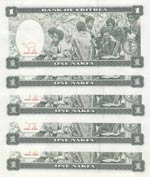 Eritrea, 1 Nakfa, 1997, UNC, p1, (Total 5 ... 