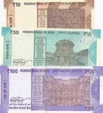 India, 10 Rupees, 50 Rupees and 100 Rupees, ... 