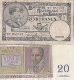 Belgium, 20 Francs and 5 Francs, 1956/ 1936, ... 