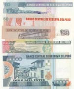 Peru, 10 İntis, 50 İntis, 100 İntis, 1000 ... 