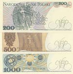 Poland, 200 Zlotych, 500 Zlotych and 1000 ... 