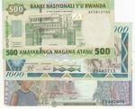 Rwanda, 500 Francs, 1000 ... 