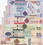 Libya, 1 Dinar, 5 Dinar, ... 