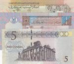 Libya, 1/4 Dinar (2) and 5 Dinars, ... 