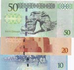 Libya, 10 Dinars, 20 Dinars and 50 Dinars, ... 