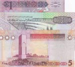 Libya, 1/2 Dinar, 1 Dinar and 5 Dinar, ... 