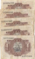 Spain, 1 Peseta, 1953, VF/XF, p144, (Total 5 ... 