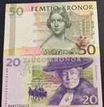 Sweden, 20 Kronor and 50 ... 