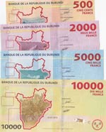 Burundi, 500 Francs, 1.000 Francs, 2.000 ... 