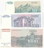 Yugoslavia, 10 Dinara, 100 Dinara, 1.000 ... 
