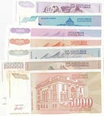 Yugoslavia, 50 Dinara, 500 Dinara (3), 5.000 ... 
