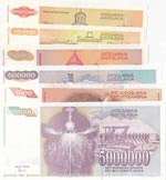 Yugoslavia, 1.000 Dinara, 50.000 Dinara, ... 