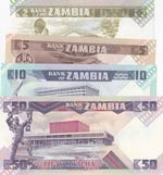 Zambia, 2 Kwacha, 5 Kwacha, 10 Kwacha and 50 ... 