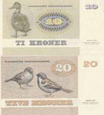 Denmark, 10 Kroner and 20 Kroner, 1972, UNC, ... 
