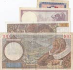 France, 5 Francs (2) and 100 Francs (2), ... 