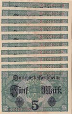 Germany, 5 Mark, 1917, UNC, p56b, (Total 10 ... 