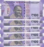 India, 100 Rupees, 2018, ... 