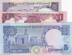 Kuwait, 1/2 Dinar, 1 Dinar and 5 Dinars, ... 