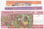 Madagascar , 2.500 Francs, 5.000 Francs and ... 