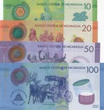 Nicaragua,  Total 4 plastic polymer banknotes