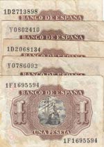 Spain, 1 Peseta, 1953, FINE, p144a, Total 5 ... 