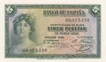 Spain, 5 Pesetas, 1935, ... 
