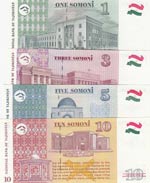Tajikistan,  Total 4 banknotes