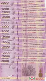Burundi, 2000 Francs, 2018, UNC, pNew, Total ... 