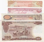Vietnam,  Total 4 banknotes