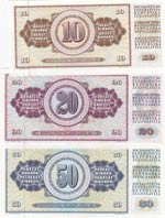 Yugoslavia, 10 Dinara, 20 Dinara, 50 Dinara, ... 
