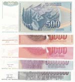 Yugoslavia,  UNC,   Total 5 banknotes