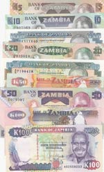 Zambia,  Total 9 banknotes