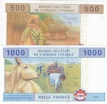 Central African States, 500 Francs and 1.000 ... 