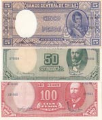 Chile,  Total 3 banknotes