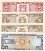 Ecuador,  Total 4 banknotes