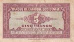 French West Afrıca, 5 Francs, 1942, VF, p28