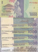 Indonesia,  UNC,  Total 6 banknotes