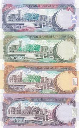 Barbados, 2-5-10-20 Dollars, UNC, (Total 4 ... 