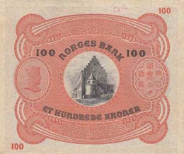 Norway, 100 Kroner, 1944, AUNC (-), p10c  