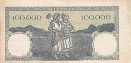 Romania, 100.000 Lei, 1946, VF, p58a  There ... 