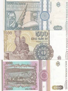 Romania, 0, (Total 3 banknotes) 500 Lei, ... 