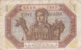 Saar, 1 Gulden, 1947, VF, p3  