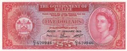 Belize, 5 Dollars, 1976, ... 