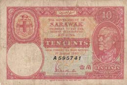 Sarawak, 10 Cents, 1940, ... 